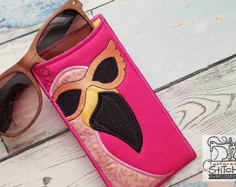 6x10 ROSA FLAMINGO SUN Brillenetui - Nähen, Basteln, Sticken, Schenken - Herunterladbare Maschinenstickerei