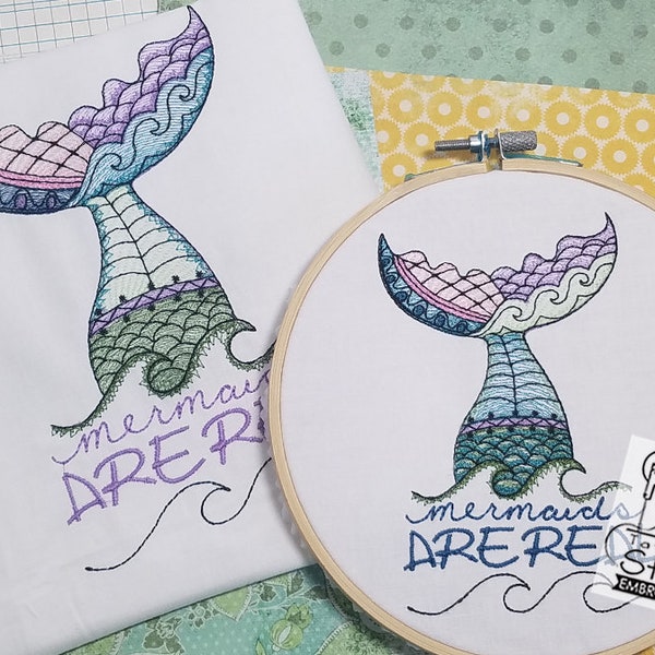 Mermaids are Real - Fits a 5x7" Hoop - Instant Downloadable Machine Embroidery