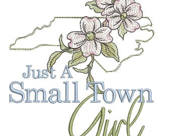 NORTH CAROLINA SMALL Town Girl - Dogwood - Sewing, Crafting, Embroidery, Gifting - Downloadable Machine Embroidery
