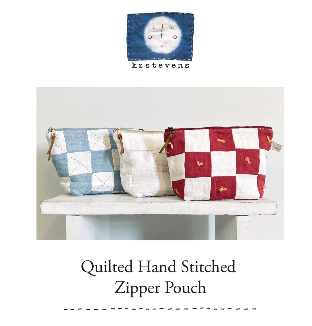 PDF Sewing Pattern Quilted Hand Stitched Zipper Pouch Etsy