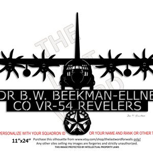 C-130T Hercules Personalized, VR-54 Revelers with Command at Sea Badge Aircraft Wall Art