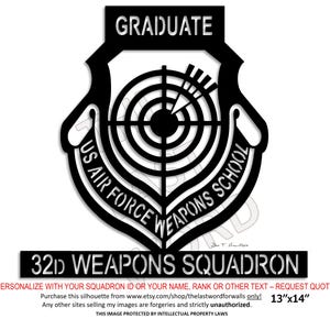 US Air Force Weapons School Graduate Patch - Personlized...you earned it!