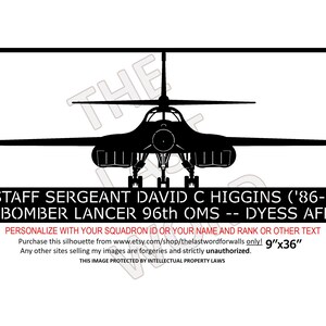 B1-B Lancer Bomber, Bed Down Team, Dyess & McConnell AFB, Personalized Aircraft Wall Art