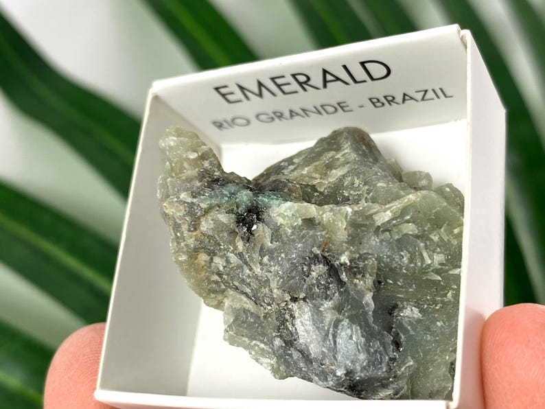 Emerald From Rio Grande, Brazil – Beryl Crystal,mineral Specimens/ Box ...