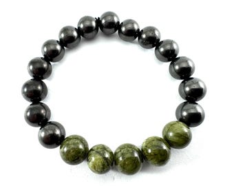 Shungite bracelet with Jade made of real shungite stone,bracelet,100% real Shungite,10mm Shungite bracelet