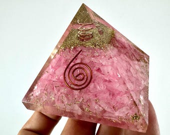 Orgonite Pyramid (6x6cm) Black Tourmaline,Handmade Spiral Copper Orgone,Tourmaline,Pyramid,chakra,EMF Protection,Home Decor,Meditation,