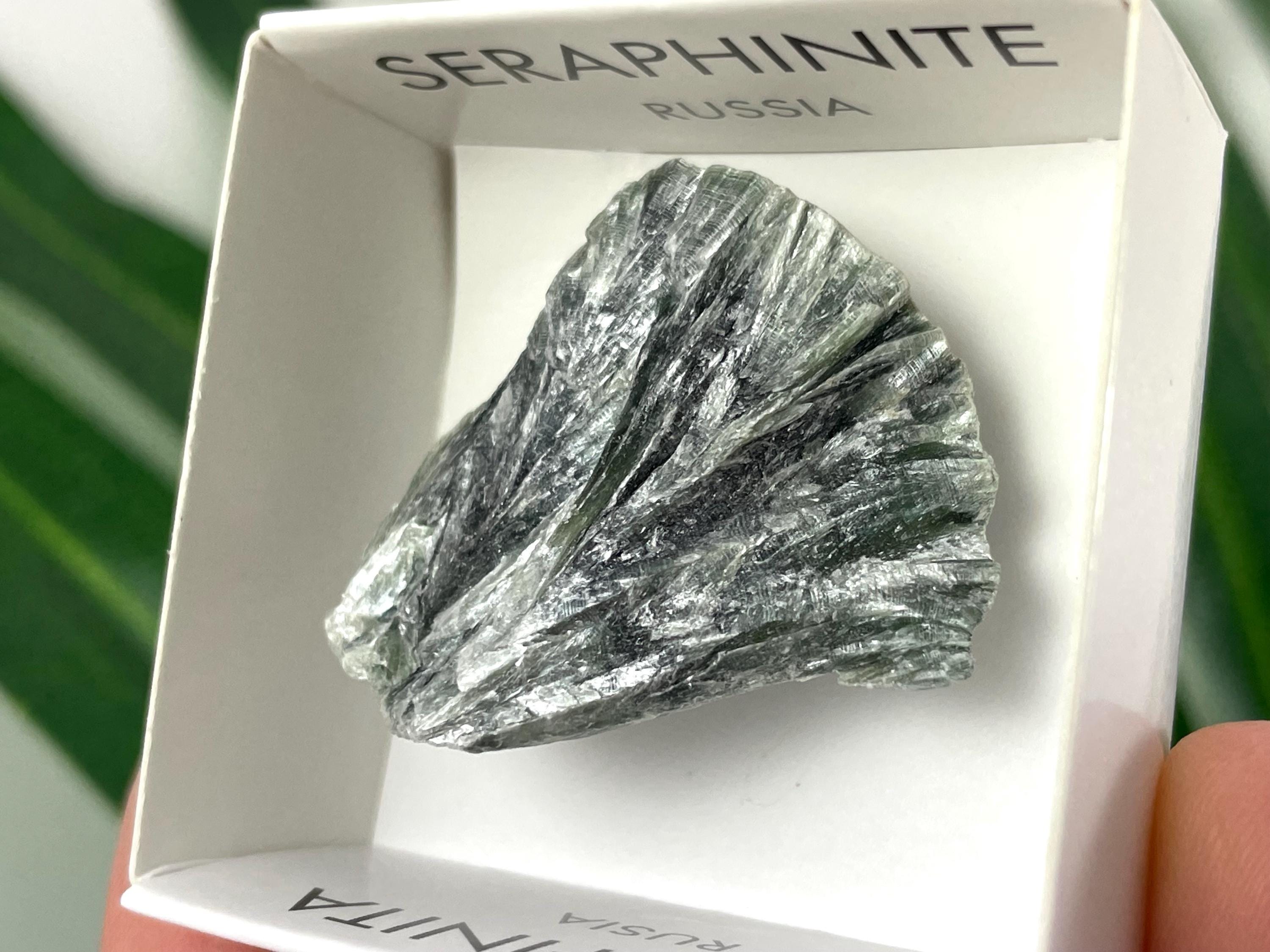 Seraphinit Natural Seraphinite From Russia – Chatoyant Green Clinochlore Stone ...