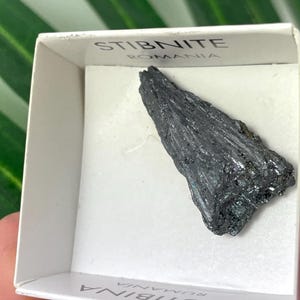 Natural Stibnite Antimonite from Romania – Sharp Metallic Crystal, Mineral Specimen, Box 4x4 cm