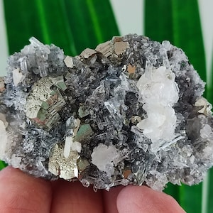 Quartz with Pyrite and Calcite from Borieva mine,Madan ore field,Rhodope Mts,Smolyan Oblast,Bulgaria,Minerals,Gemstone,N26