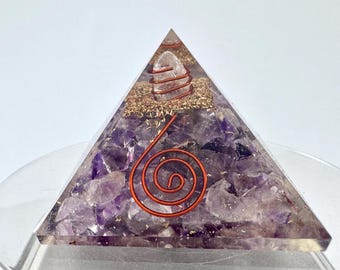 Orgonite Pyramid (5x5cm) Amethyst ,Handmade Spiral Copper Orgone,Tourmaline,Pyramid,chakra,EMF Protection,Home Decor,Meditation,