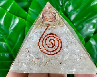 Orgonite Pyramid (5x5cm)  Quartz ,Handmade Spiral Copper Orgone,Tourmaline,Pyramid,chakra,EMF Protection,Home Decor,Meditation,