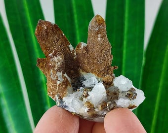 Quartz with Calcite and Pyrite: Natural Crystal Home DecorN1