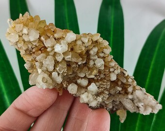 Quartz with Limonite and Calcite: Rhodope Mts Crystal Home Decor,N2