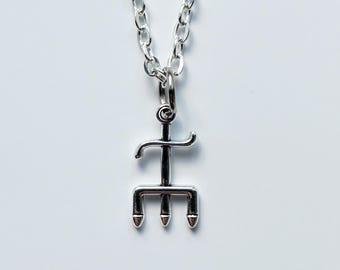 Trident Silver Necklace | Spooky Halloween Bones Emo Goth Sea