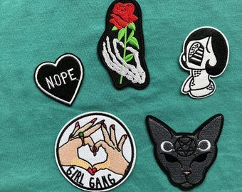 Pissy Patches #2 | Iron or Sew on Emo and Goth Patches | E-Girl Pop Punk Witch Spooky