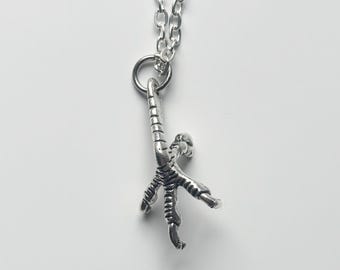 Crows Claw Foot Pendant and Silver Necklace | emo goth alt
