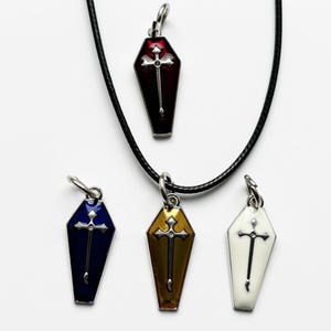 Colourful Coffin Cross Cord Rope Choker Necklace & Pendent | Emo Goth Alternative