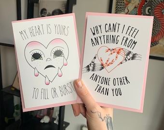 Emo Valentines Day Cards  | Dashboard and Taking Back Sunday Lyric Inspired.