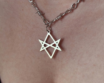 BMTH Barbed Wire Silver Hexagram Necklace | Metal Rock Mosh Emo