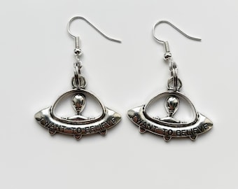 UFO Spaceship silver earrings | Planets Astrology Aliens