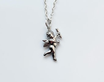Cupido zilveren ketting en hanger | Romantische vriendjes en vriendinnetjes Valentijnsdag schattig