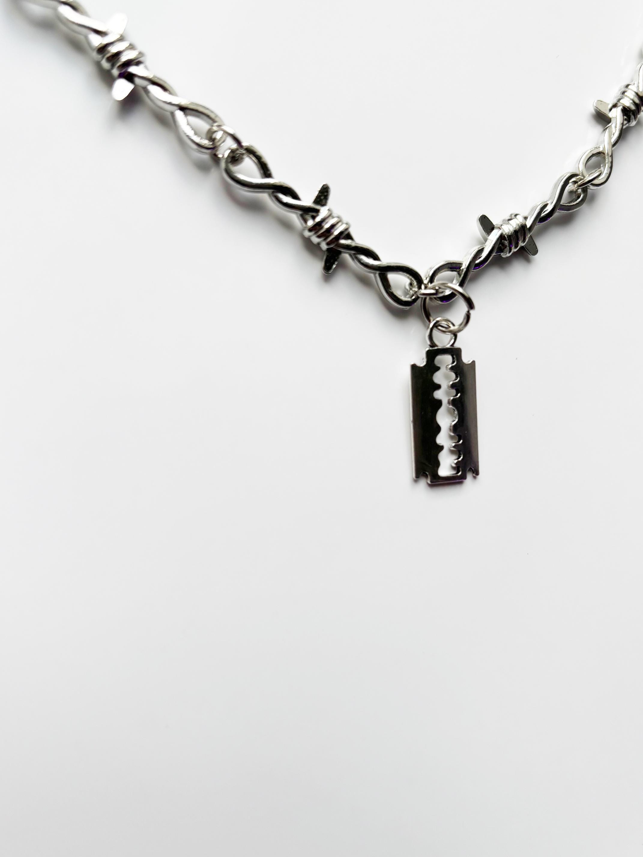 Barbed Wire Razor Necklace | Emo Goth Alt Tattoo Punk Rock Spooky - Etsy