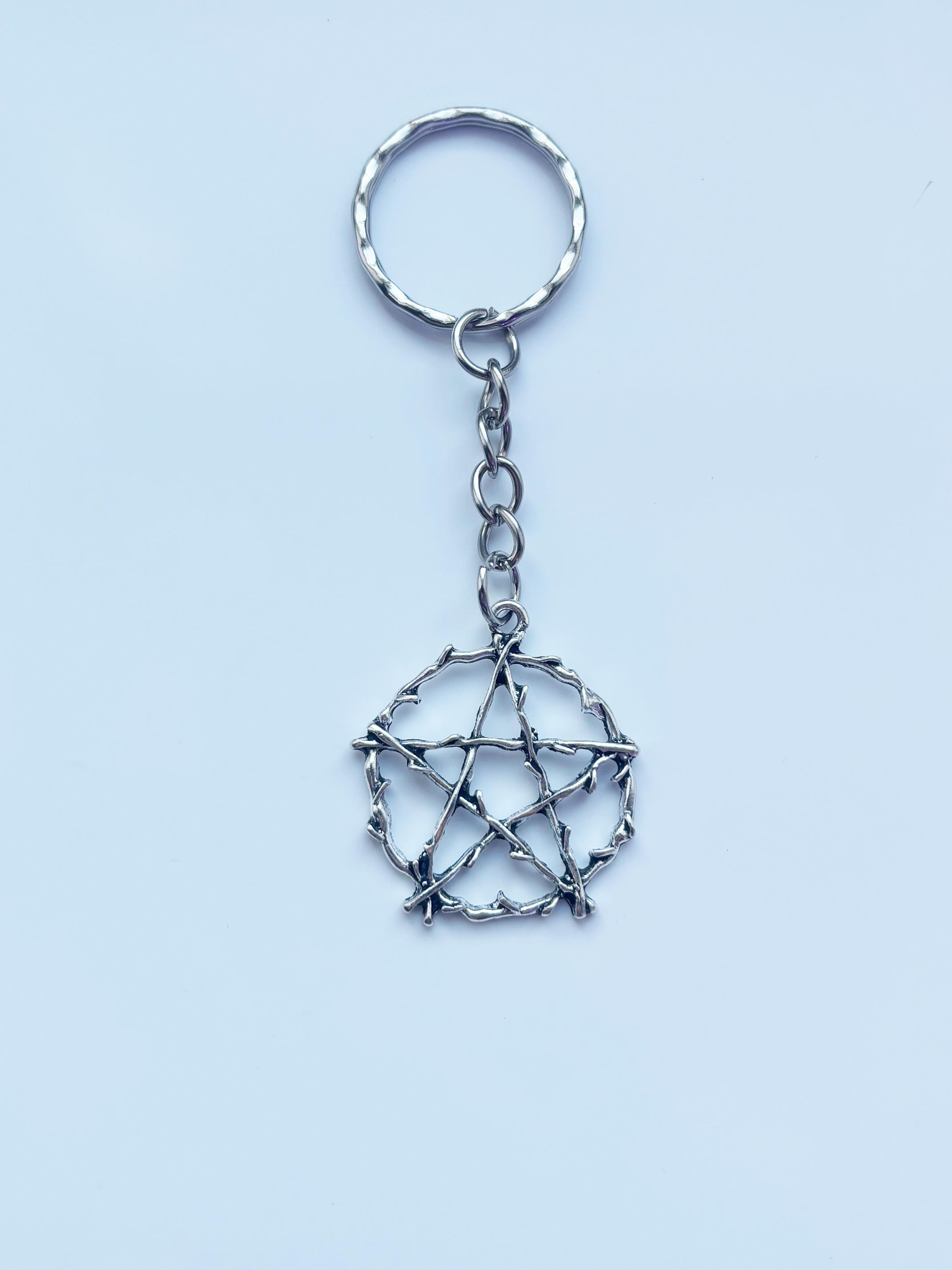 Embroidered Keychains Punk Barbed Pentagram Keyring / Keychain | Alt Goth Emo Y2k Punk Rock Metal ...