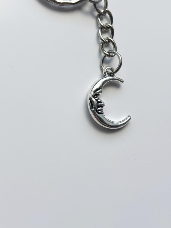 Smiling Moon Keyring / Keychain | Alt Goth Emo Y2k Punk Rock Metal
