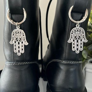 Hamsa Hand Boot Anhänger | Dr Marten Stiefel Anhänger Alt Goth Metal