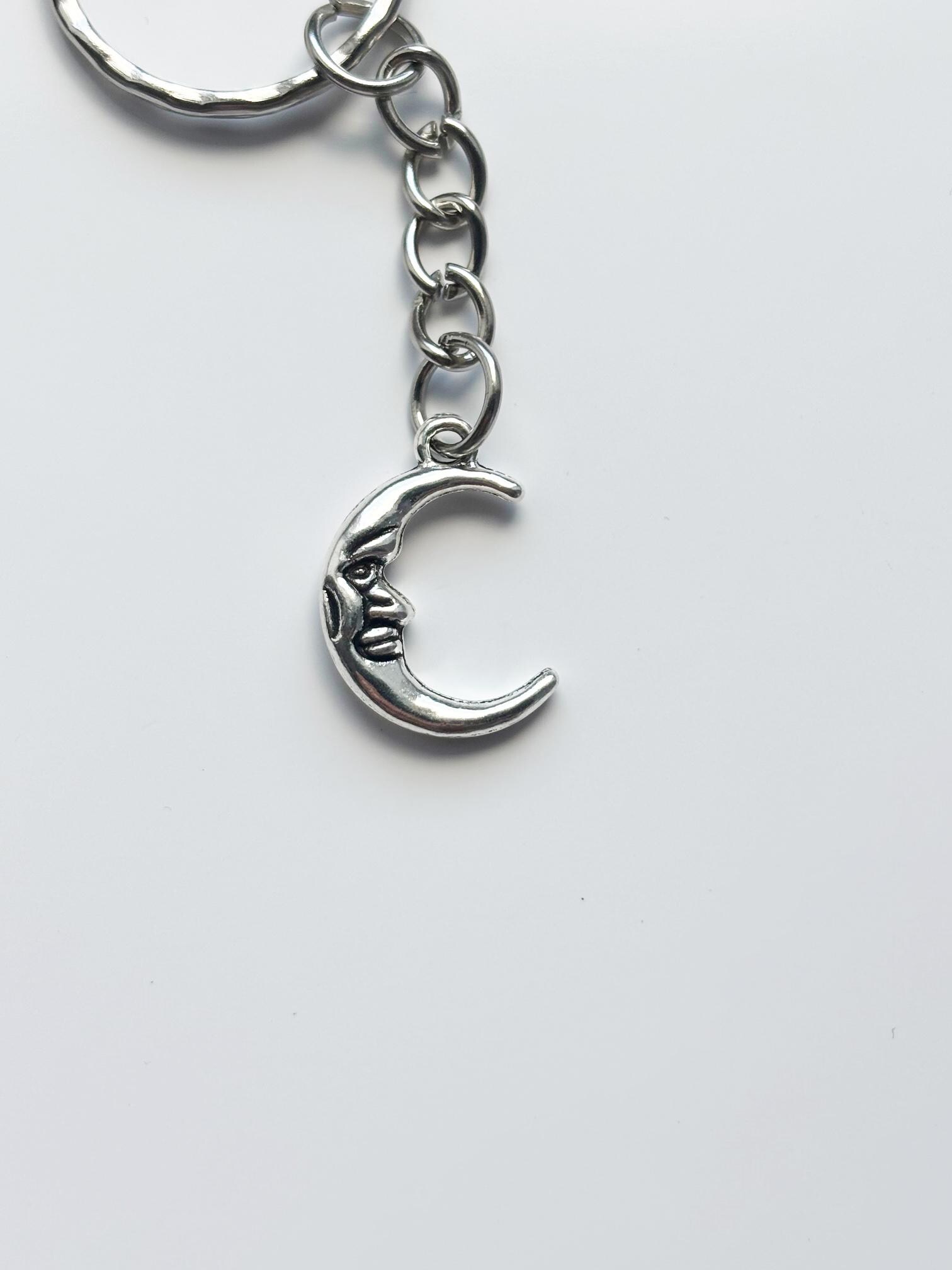Smiling Moon Keyring / Keychain | Alt Goth Emo Y2k Punk Rock Metal