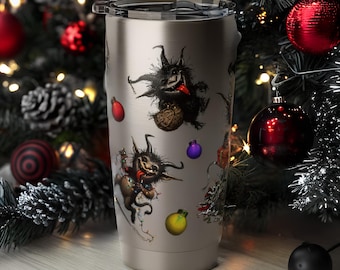 Mok Krampus kattenkwaad | Gotische roestvrijstalen vakantiebeker