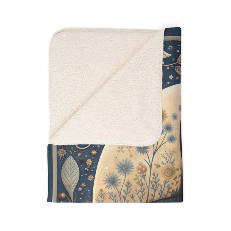 Manta Sherpa Celestial Fox, manta polar con efecto luna. Decoración acogedora de bosque estrellado. imagen 2