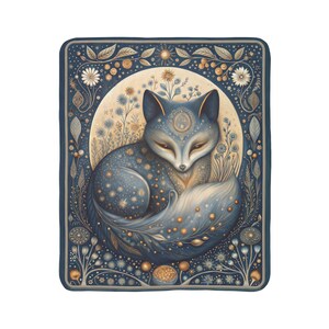 Manta Sherpa Celestial Fox, manta polar con efecto luna. Decoración acogedora de bosque estrellado. imagen 5