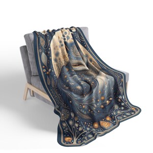 Manta Sherpa Celestial Fox, manta polar con efecto luna. Decoración acogedora de bosque estrellado. imagen 8