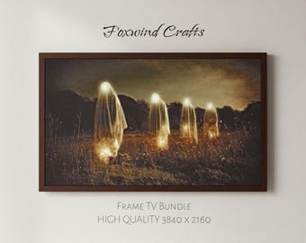 Halloween-spooklandschap tv-kunstset: spookachtig herfstdecor (digitale download)