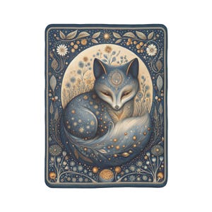 Manta Sherpa Celestial Fox, manta polar con efecto luna. Decoración acogedora de bosque estrellado. imagen 3