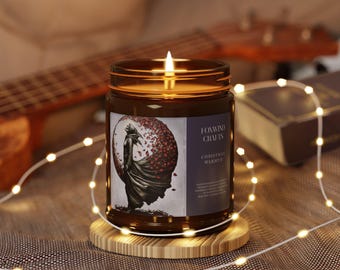 Vela aromática con diseño de esqueleto – Vela gótica vegana de cera de soja