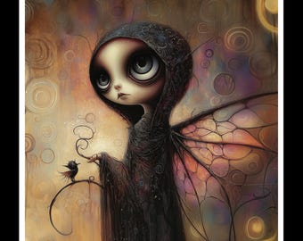 Mystieke Fae-koelkastmagneet | Etherische kunst met matte afwerking | Gotisch, magisch, decor, cadeau