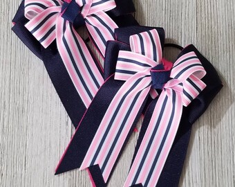 Navy and Pink Stripes Show Bows