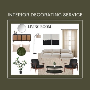 Interior Decorating Service, Virtual E-design, Client Shopping List, Virtual Designer, Living Room Styling, Home Decor Mood Boards