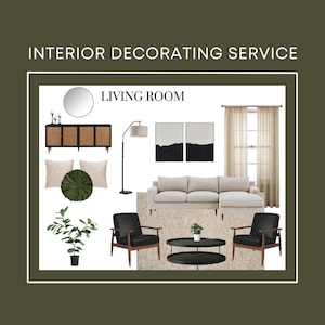 Interior Decorating Service, Virtual E-design, Client Shopping List, Virtual Designer, Living Room Styling, Home Decor Mood Boards