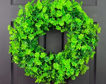 St. Patrick’s Day Wreath, Green Irish Wreath, Lucky Clover Wreath, Shamrock Wreath, Spring Greenery Wreath, St. Patrick’s Day Party Decor