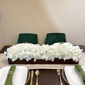 White Hydrangea Centerpiece, Spring Table Centerpiece, Coffee Table Floral Arrangement, Bridal Shower Decor, Wedding Table Centerpiece