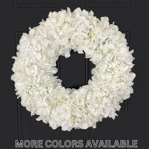 Corona de hortensias multicolor, corona para puerta principal en rojo, azul, verde y rosa, decoración de Pascua para puerta, colgador para puerta durante todo el año, elige tu color.