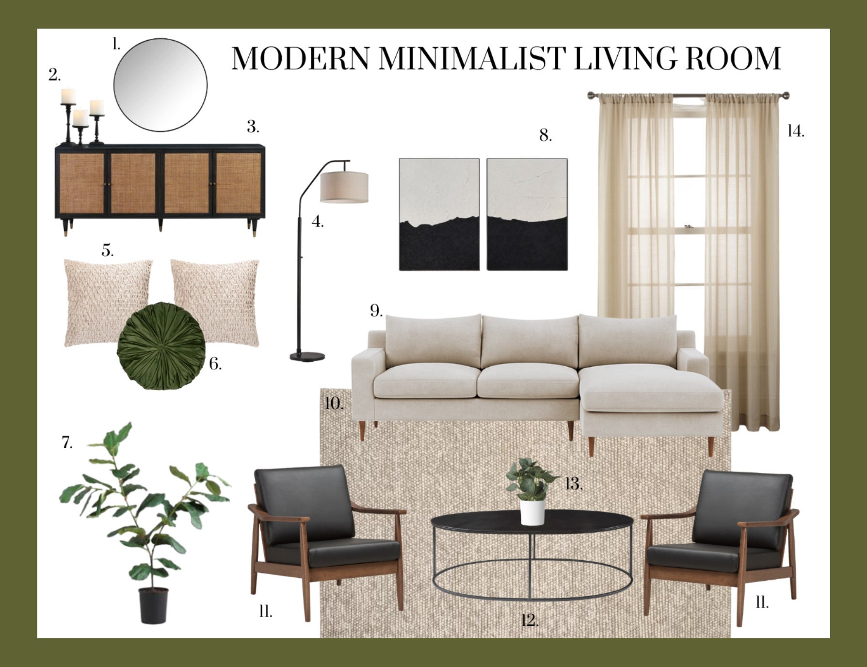 Custom Accessory Interior Design Mood Board & Shopping List 