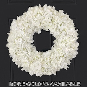 White Cream Hydrangea Wreath, Modern Statement Door Hanger, Bridal Shower Wreath, Spring Front Door Wreath, Wedding Ceremony Decor