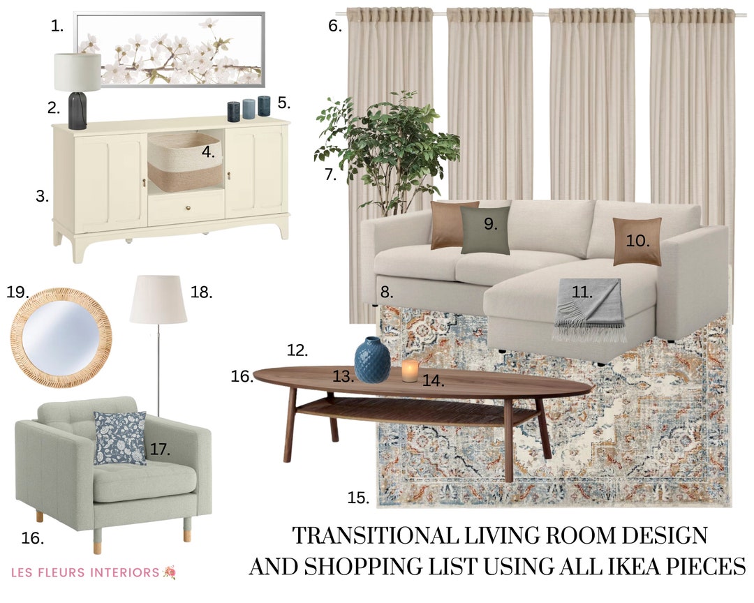 Ikea Living Room Design, Virtual Interior Design, Transitional Modern