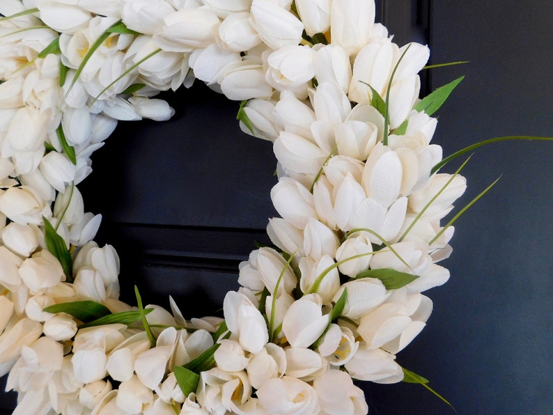 Tulip Wreath White Front Door Wreath White Spring Wreath Etsy