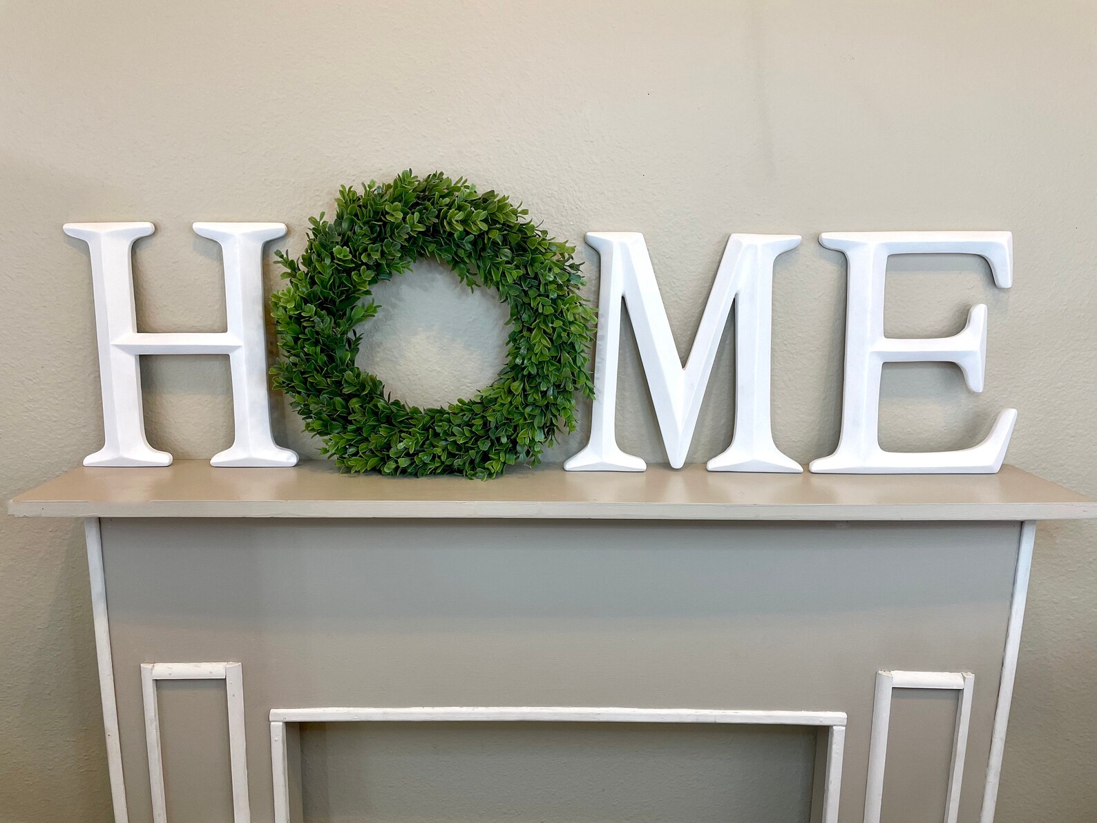 HOME Sign Home Letters With Wreath Farmhouse Home Sign Etsy