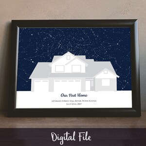 Carte des étoiles, Ciel nocturne, Silhouette de vraie maison, Première maison, Cadeau de pendaison de crémaillère, Vraie maison, Bienvenue à la maison